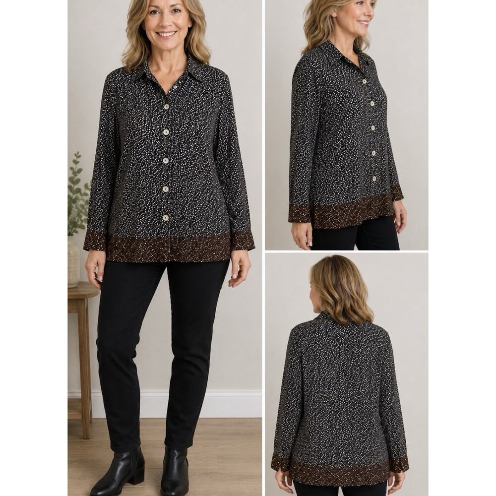 Habitat Clothes to Live In Size M Top Button Down Lagenlook Boho Shirt EUC